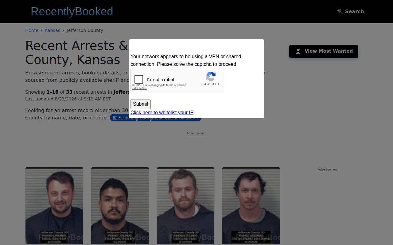 Unofficial Jefferson County recent booking news page