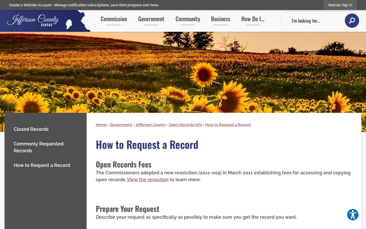 Jefferson County booking record request instructions