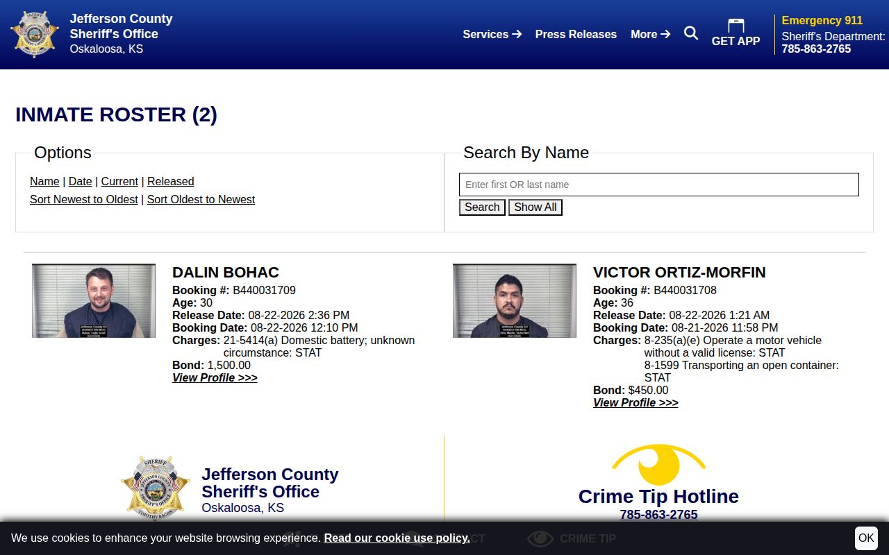 Jefferson County 48-hour release record view