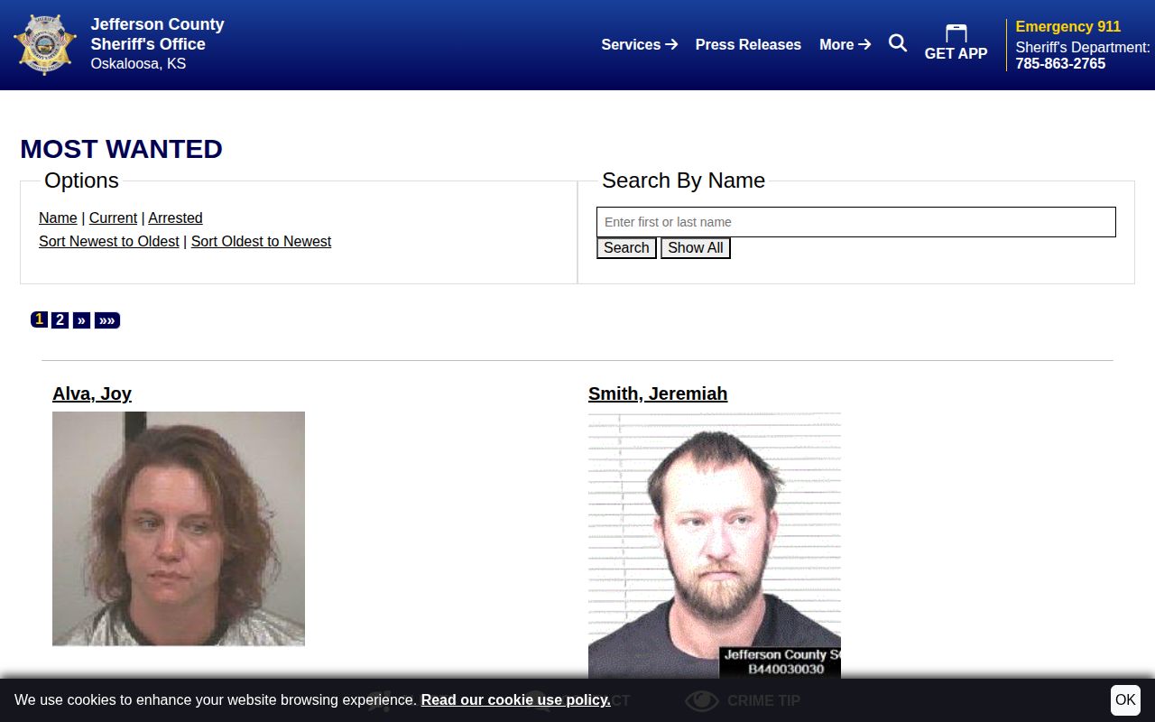 Jefferson County Sheriff's Most Wanted official search